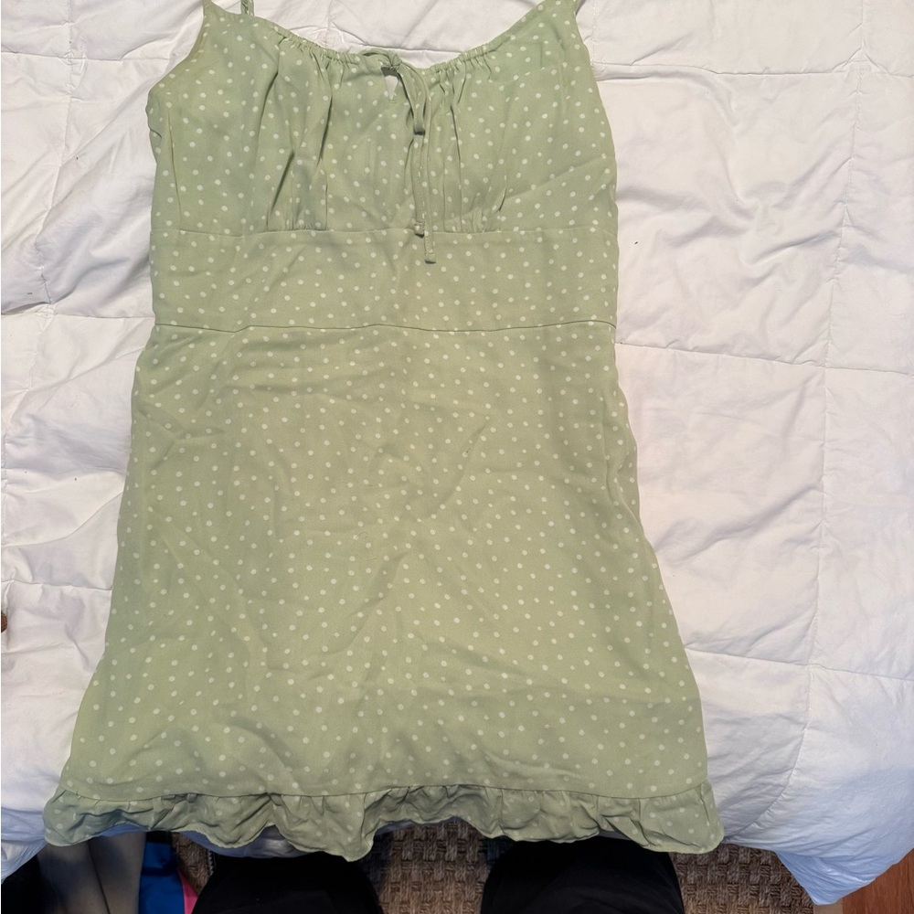 Abercrombie & Fitch Light Green Dress with White Dots